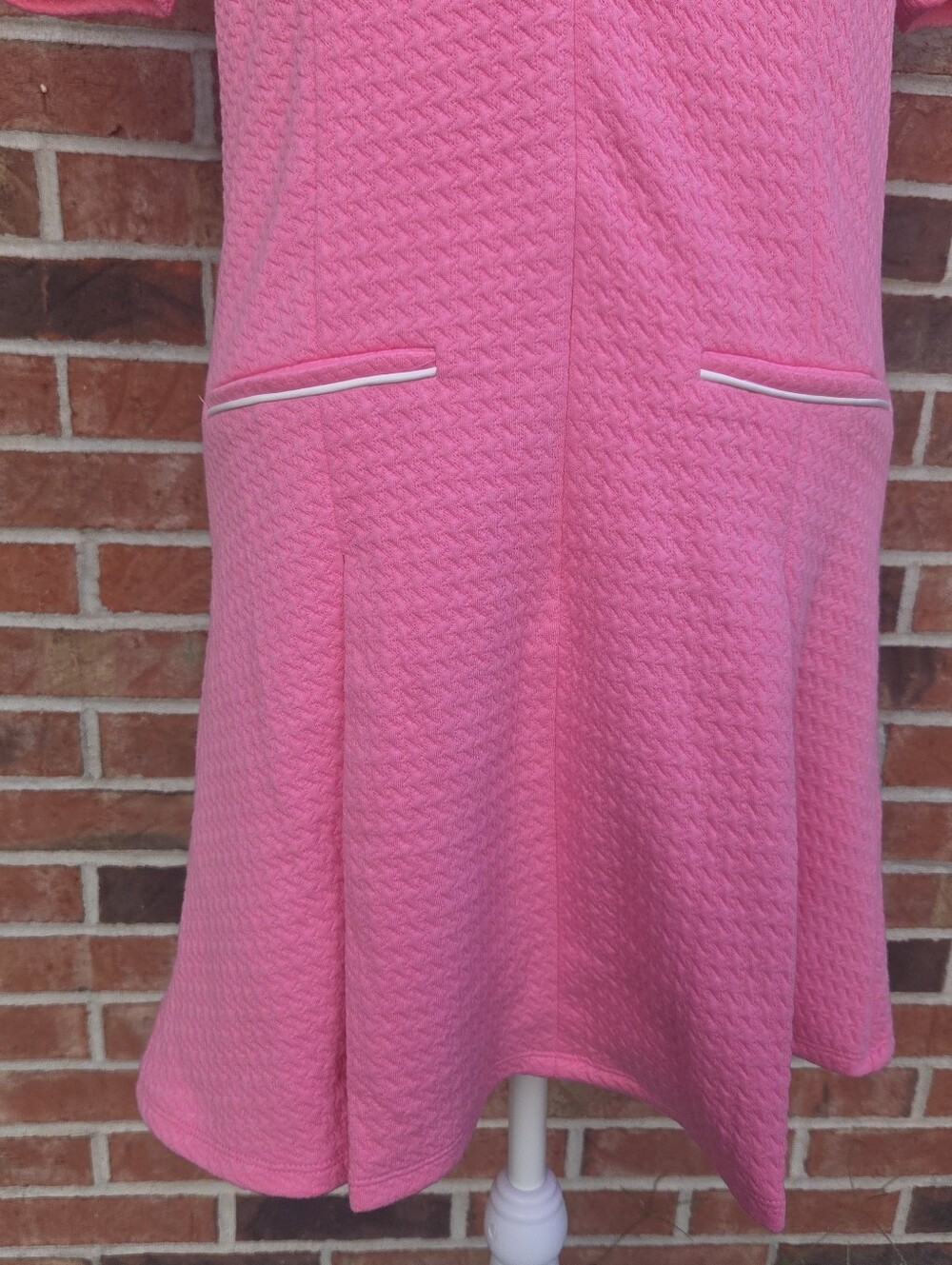 THML Pink Mod Mini Dress - 60s Inspired Zip Front Puff Sleeves - Size Small NWOT - Picture 6 of 16